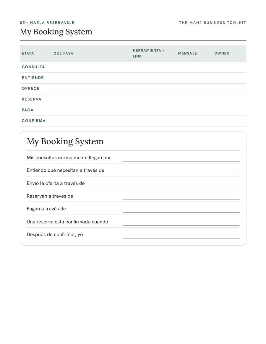 My Booking System editable